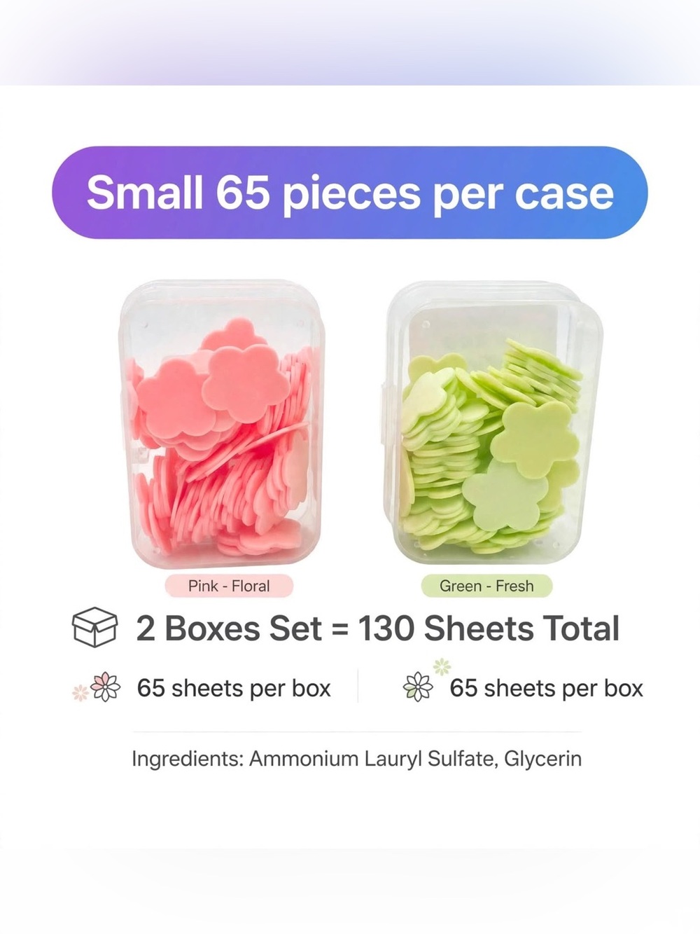 Petals Soap Paper 2-Pack | 130 Flower Sheets Travel Dissolvable Hand Soap